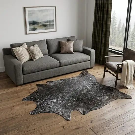 Brown and Silver Cowhide Hand Knotted Area Rug Photo 1