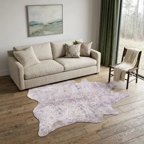 Gray and Pink Cowhide Hand Knotted Area Rug Photo 1
