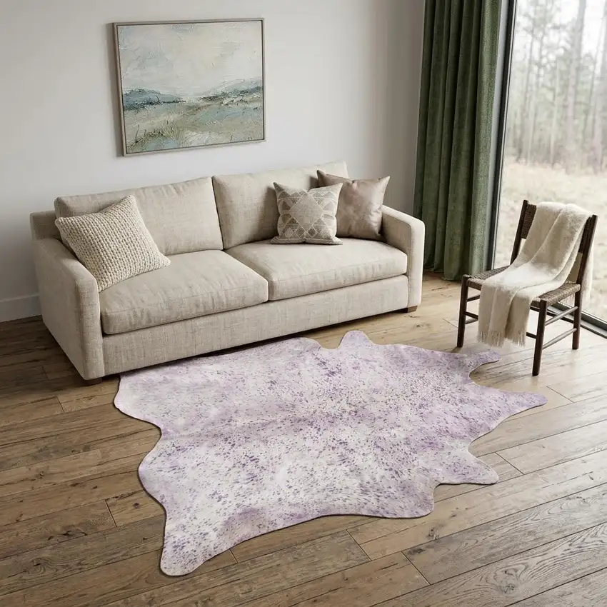 Gray and Pink Cowhide Hand Knotted Area Rug Photo 1