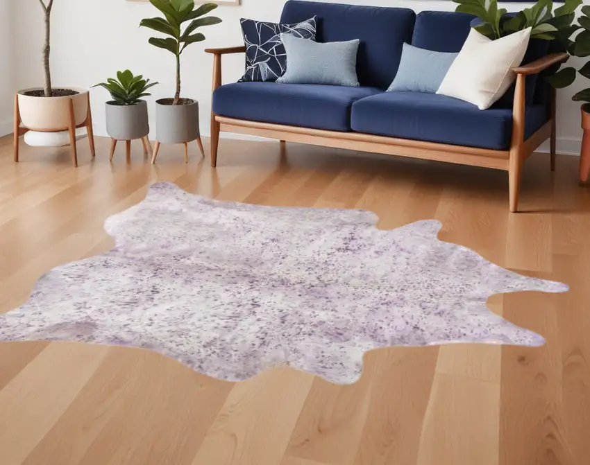 Gray and Pink Cowhide Hand Knotted Area Rug Photo 1