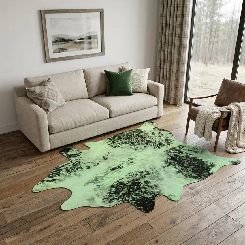 Green and Black Cowhide Hand Knotted Area Rug Photo 1