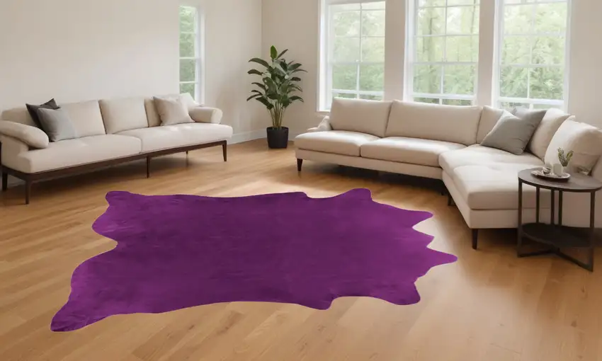Plum Cowhide Handmade Area Rug Photo 1
