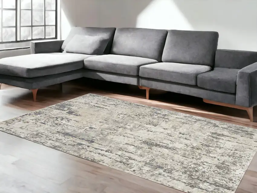 Cream Abstract Area Rug Photo 1