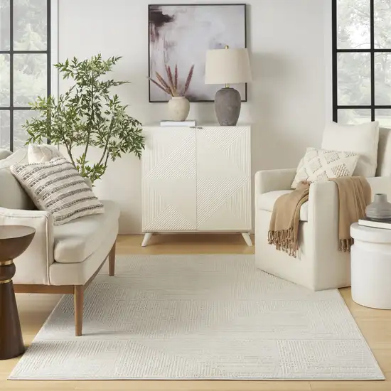 Cream Abstract Area Rug Photo 6