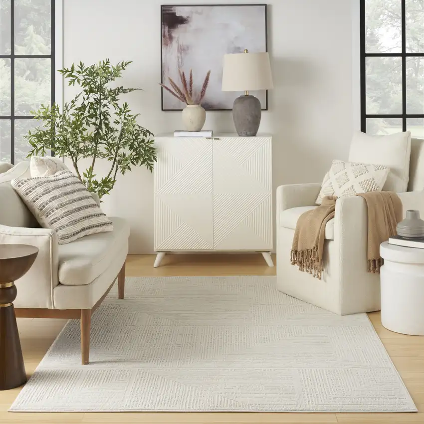 Cream Abstract Area Rug Photo 6