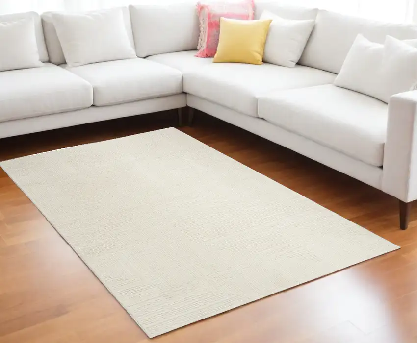 Cream Abstract Area Rug Photo 1