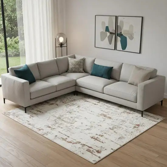 Cream Abstract Area Rug Photo 1