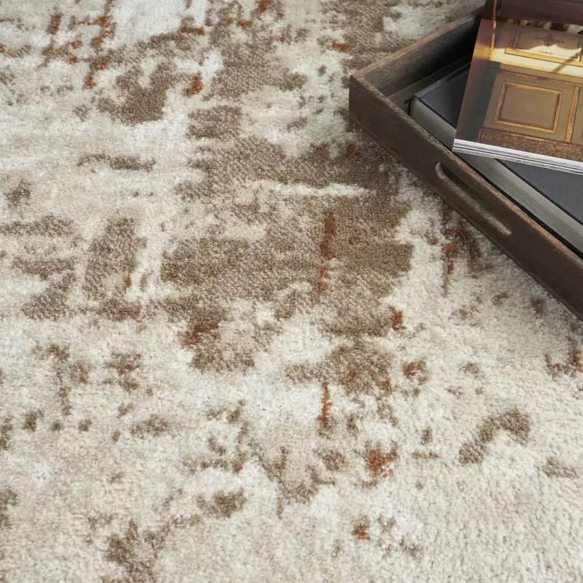 Cream Abstract Area Rug Photo 8