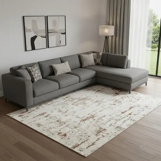 Cream Abstract Area Rug Photo 1