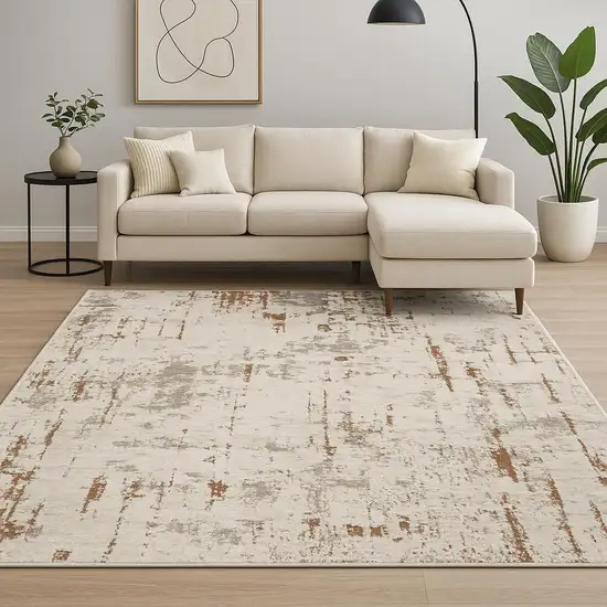 Cream Abstract Area Rug Photo 1