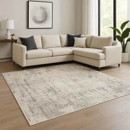 Cream Abstract Area Rug Photo 1