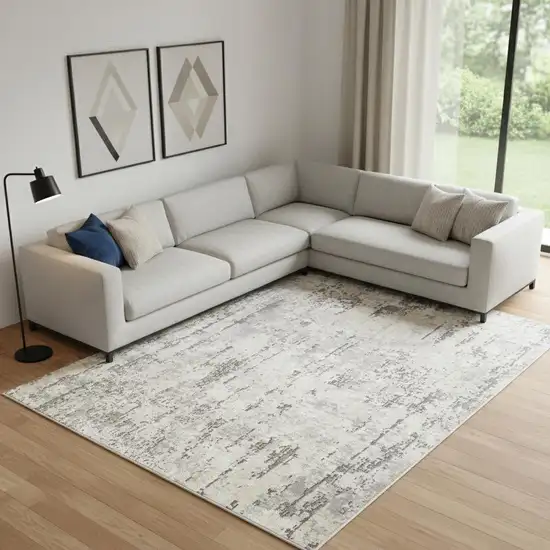 Cream Abstract Area Rug Photo 1