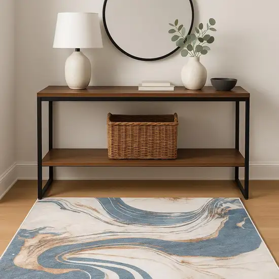 Cream Abstract Area Rug Photo 1