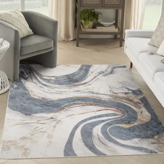 Cream Abstract Area Rug Photo 5