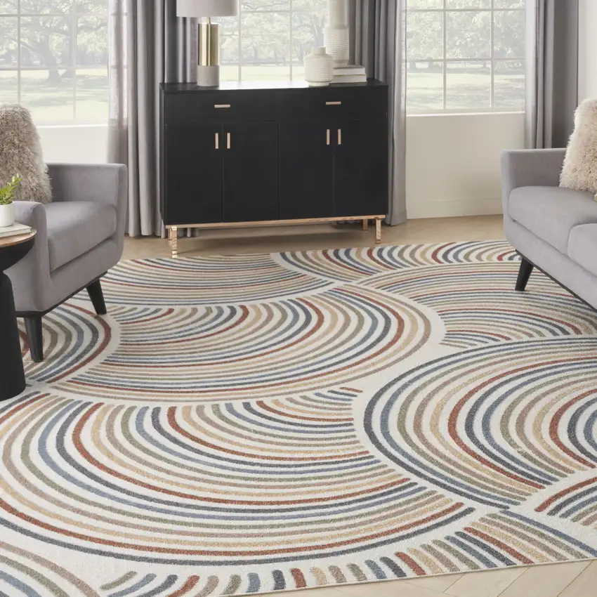 Cream Abstract Area Rug Photo 5