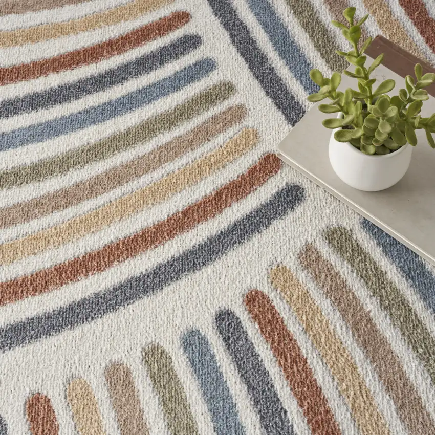 Cream Abstract Area Rug Photo 6
