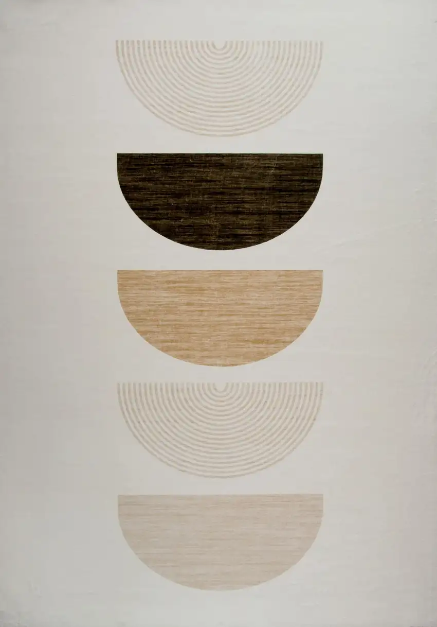Cream Abstract Area Rug Photo 2