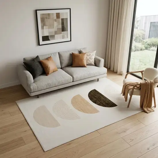 Cream Abstract Area Rug Photo 1