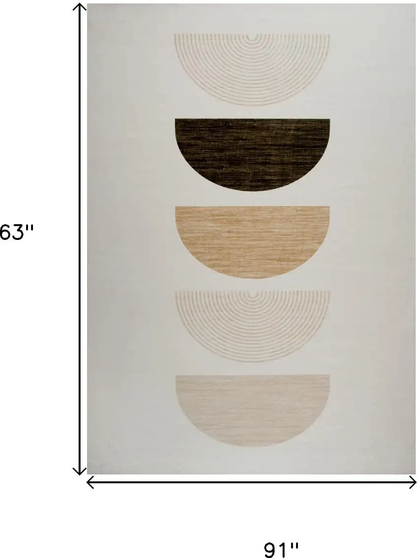 Cream Abstract Area Rug Photo 4