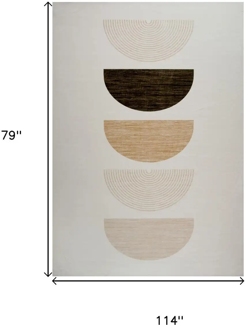Cream Abstract Area Rug Photo 4