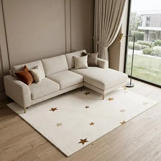 Cream Abstract Area Rug Photo 1