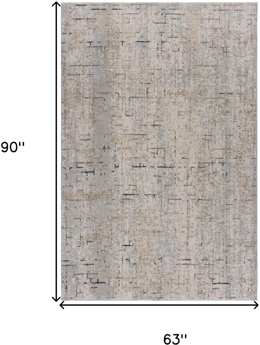 Cream Abstract Area Rug Photo 9