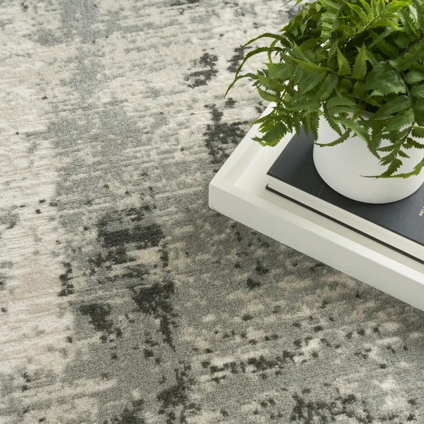 Cream Abstract Area Rug Photo 9