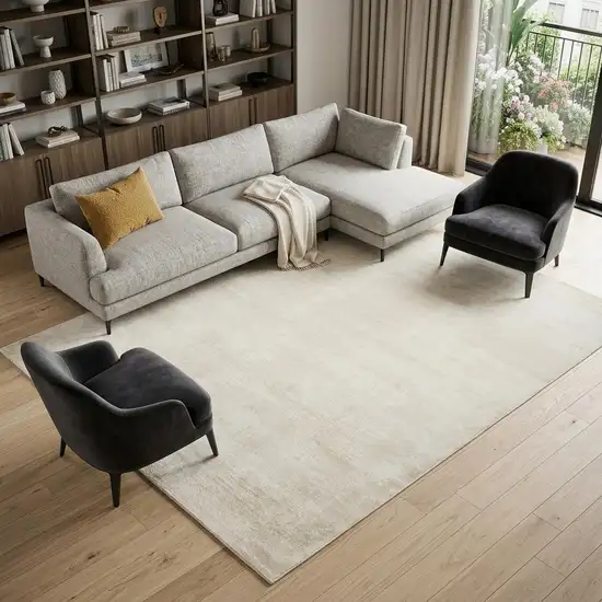 Cream Abstract Area Rug Photo 1