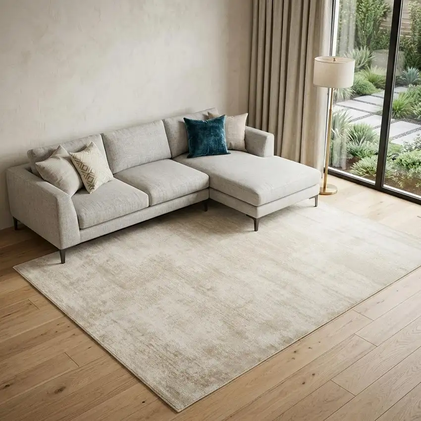 Cream Abstract Area Rug Photo 1