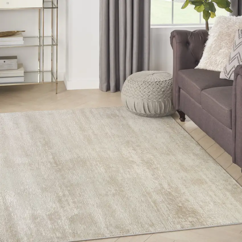 Cream Abstract Area Rug Photo 4