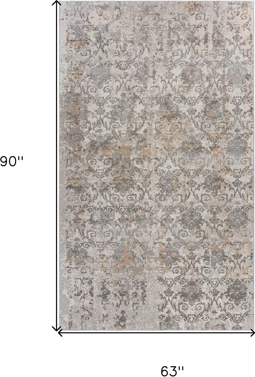 Cream Abstract Distressed Area Rug Photo 8