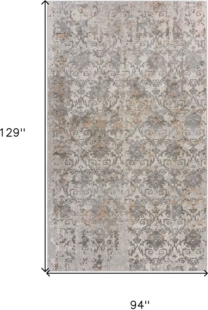 Cream Abstract Distressed Area Rug Photo 8
