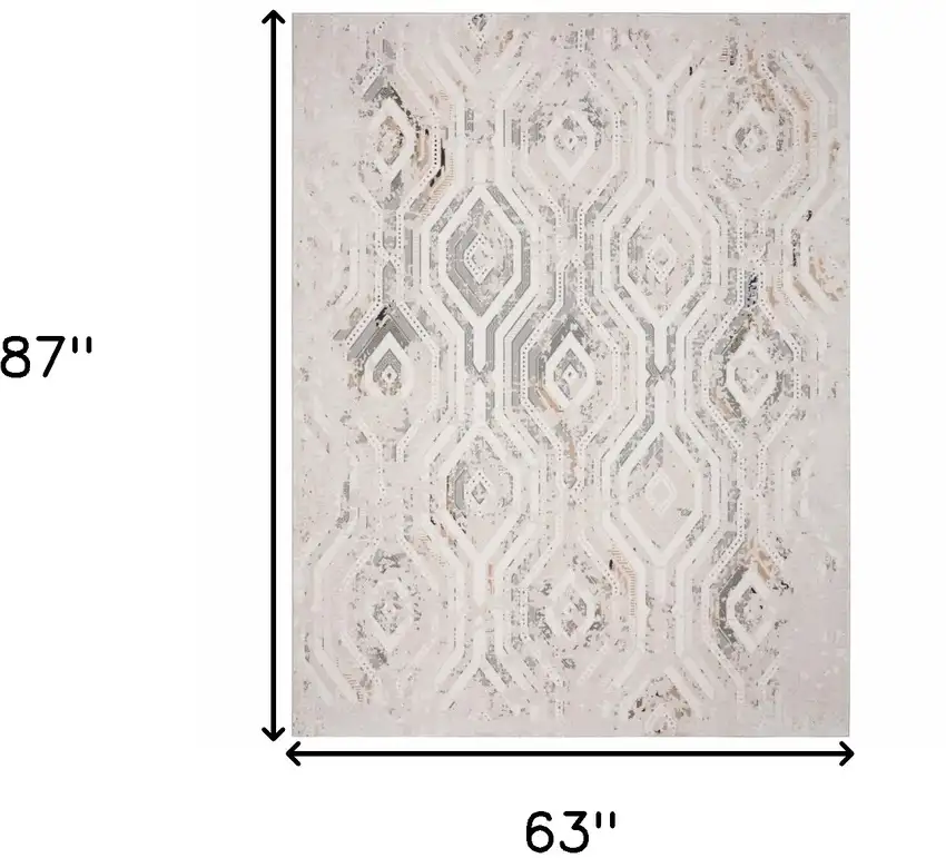 Cream Abstract Distressed Area Rug Photo 6