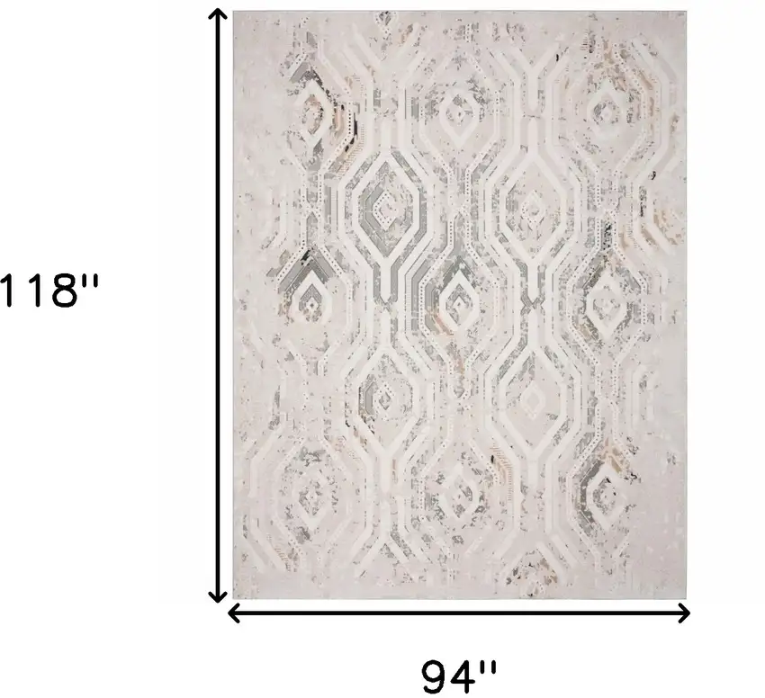 Cream Abstract Distressed Area Rug Photo 6