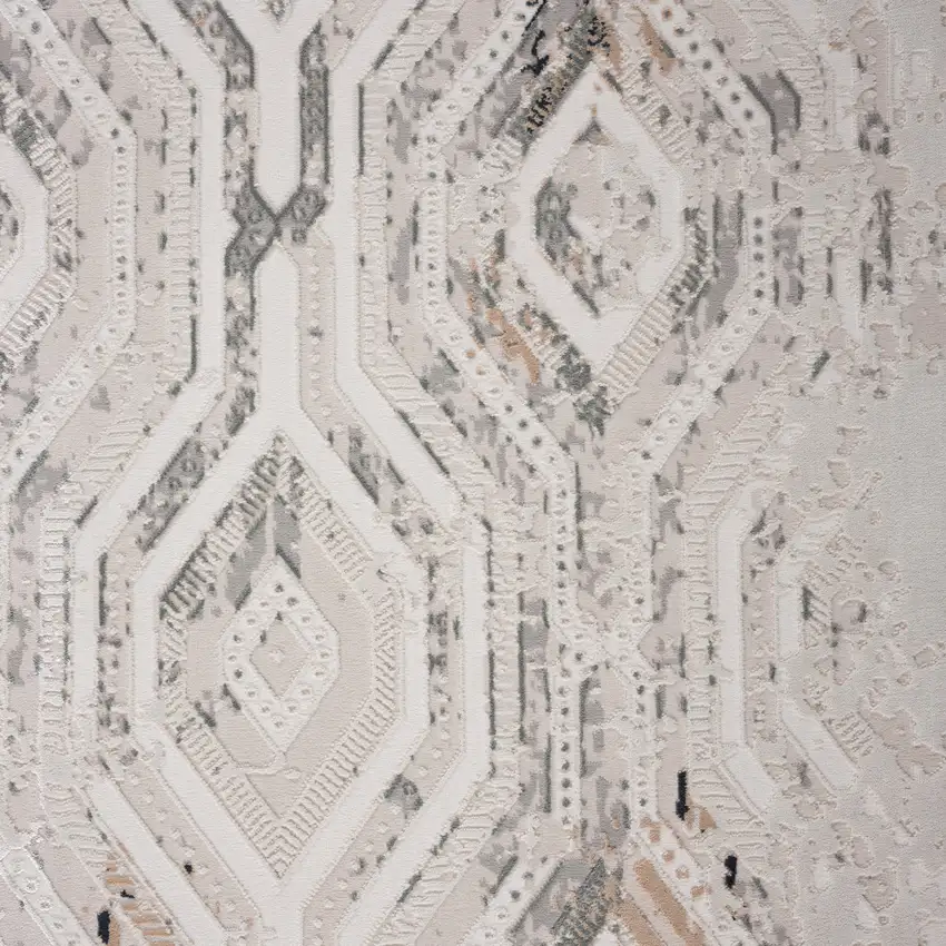 Cream Abstract Distressed Area Rug Photo 2