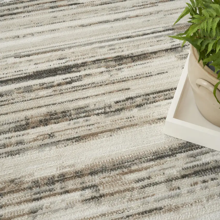 Cream Abstract Distressed Area Rug Photo 5