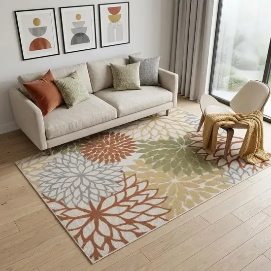 Cream Abstract Distressed Area Rug Photo 1