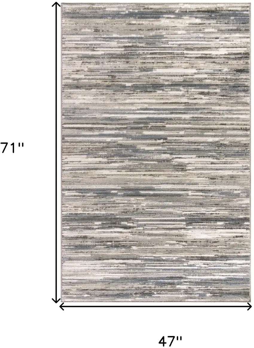 Cream Abstract Distressed Area Rug Photo 8