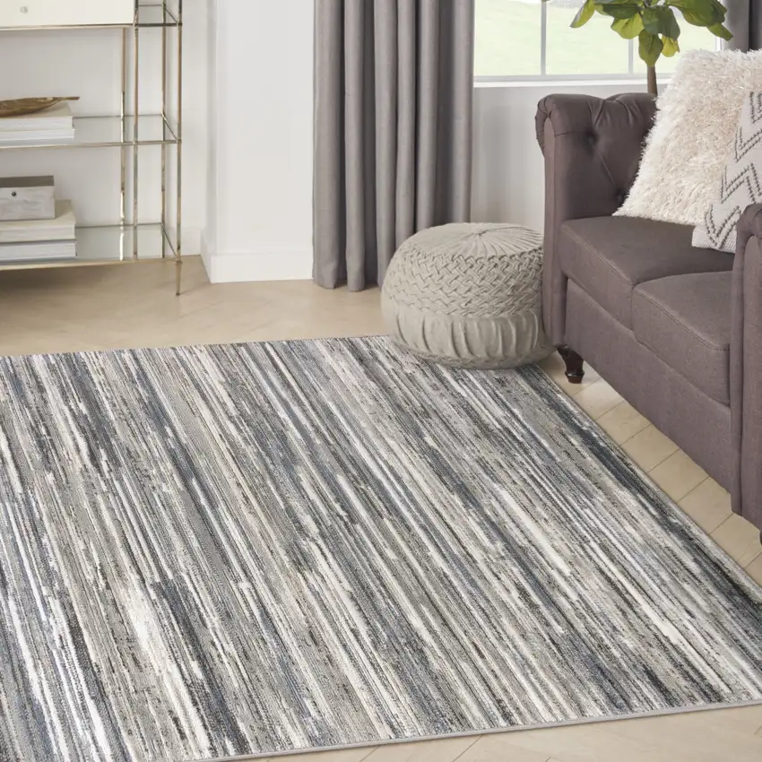 Cream Abstract Distressed Area Rug Photo 5