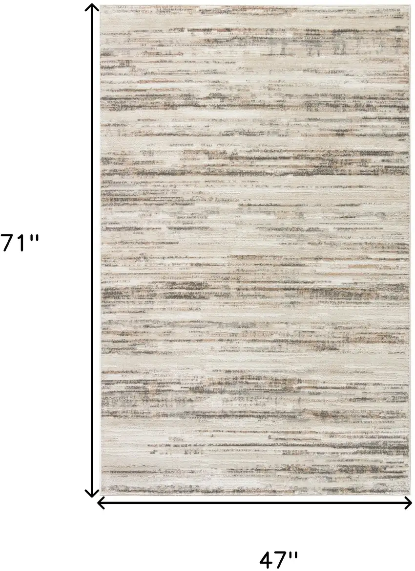 Cream Abstract Distressed Area Rug Photo 8