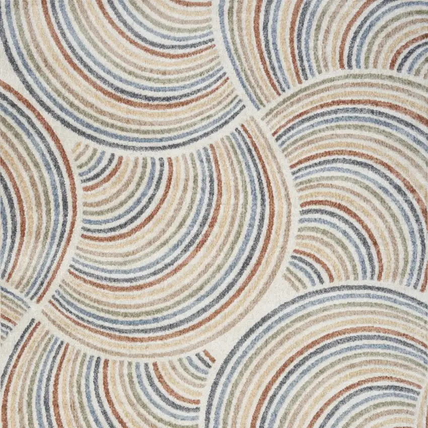 Cream Abstract Power Loom Area Rug Photo 6