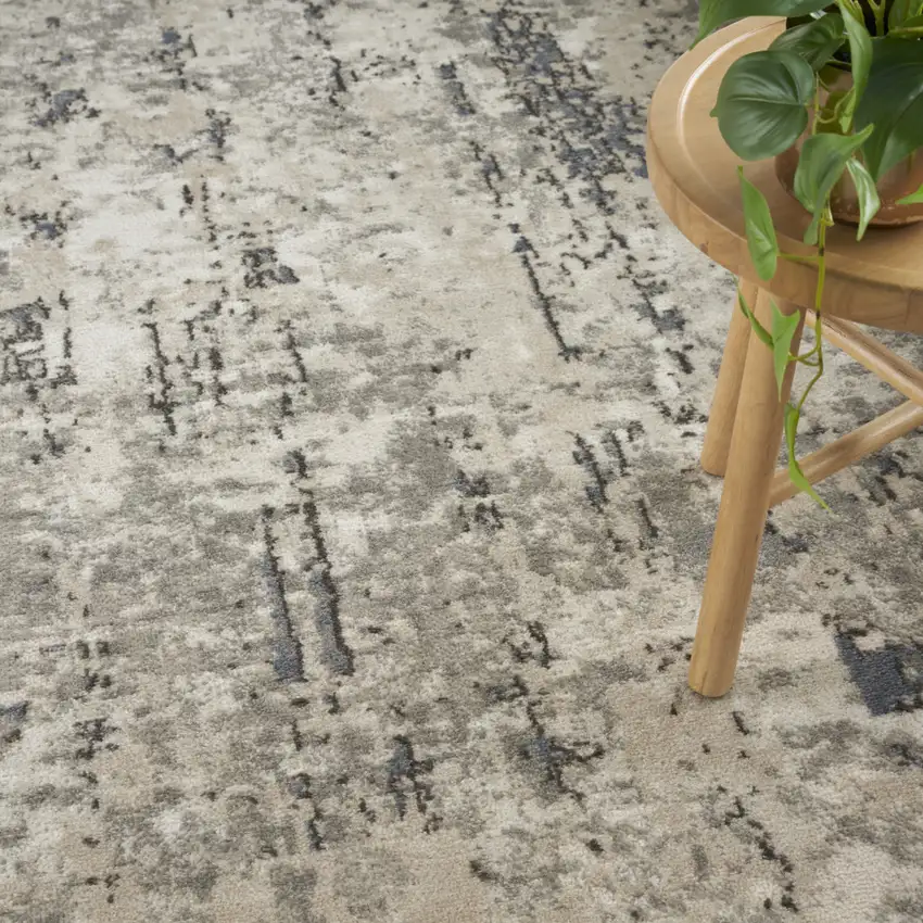 Cream Abstract Power Loom Area Rug Photo 4
