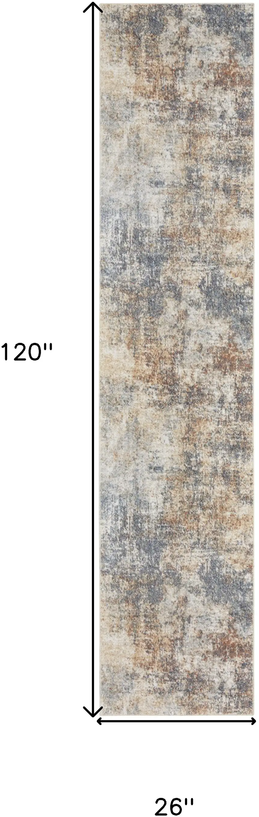 Cream Abstract Power Loom Runner Rug Photo 3