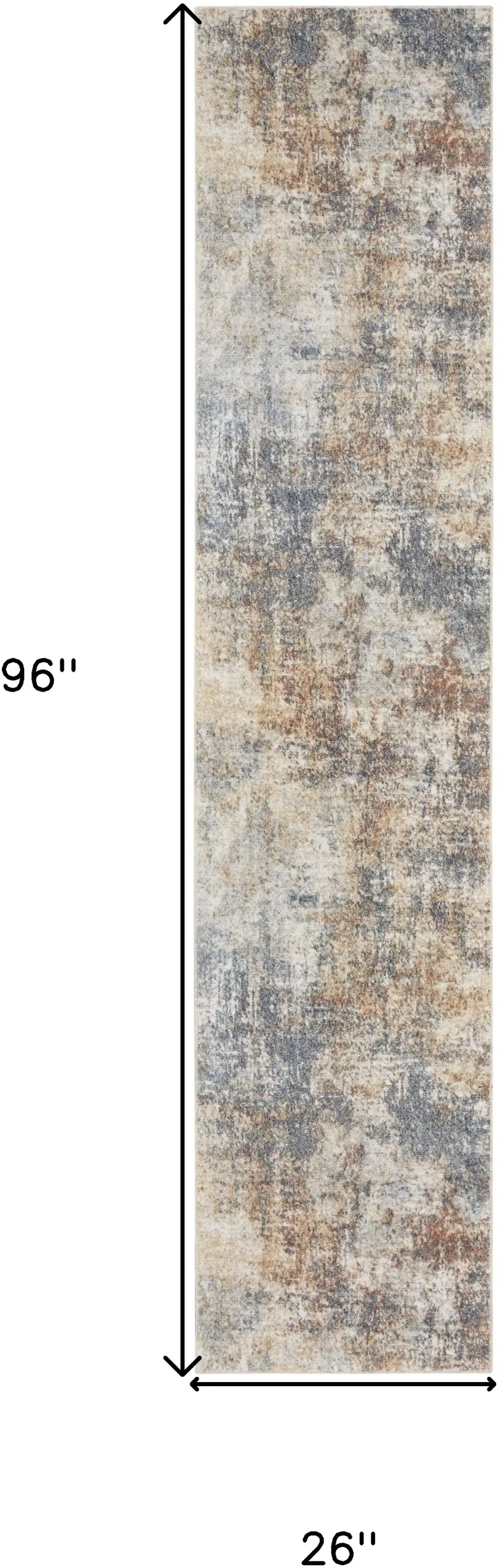 Cream Abstract Power Loom Runner Rug Photo 3