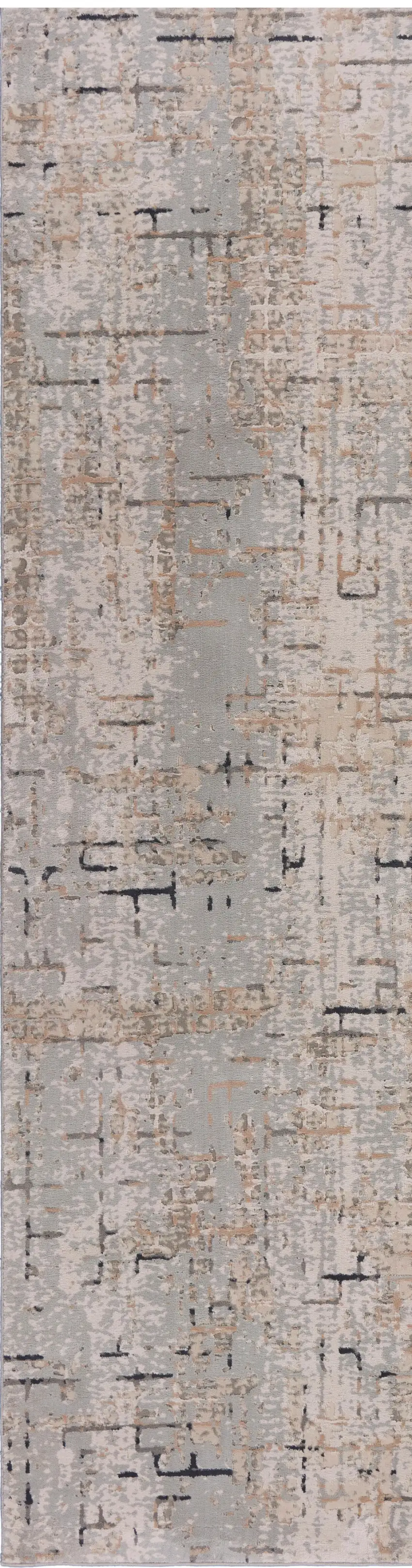 Cream Abstract Runner Rug Photo 3