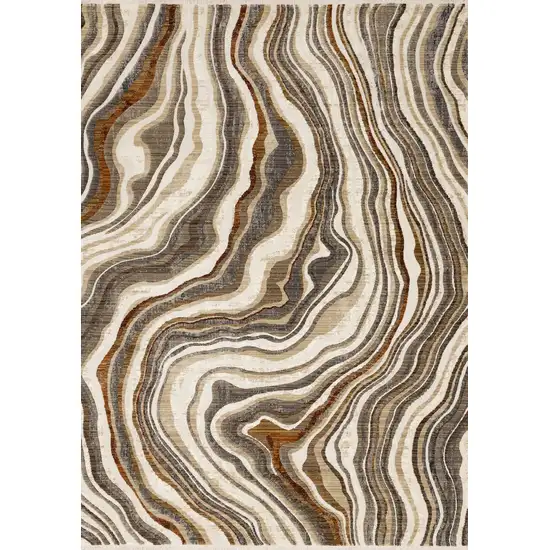 Cream And Beige Abstract Area Rug Photo 2
