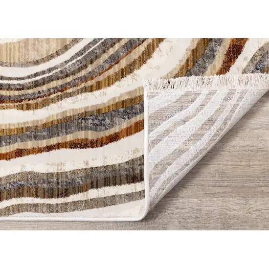 Cream And Beige Abstract Area Rug Photo 8