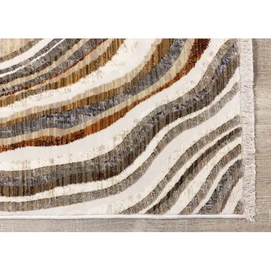 Cream And Beige Abstract Area Rug Photo 7