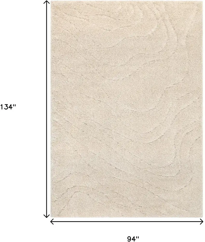 Cream And Beige Abstract Area Rug Photo 3