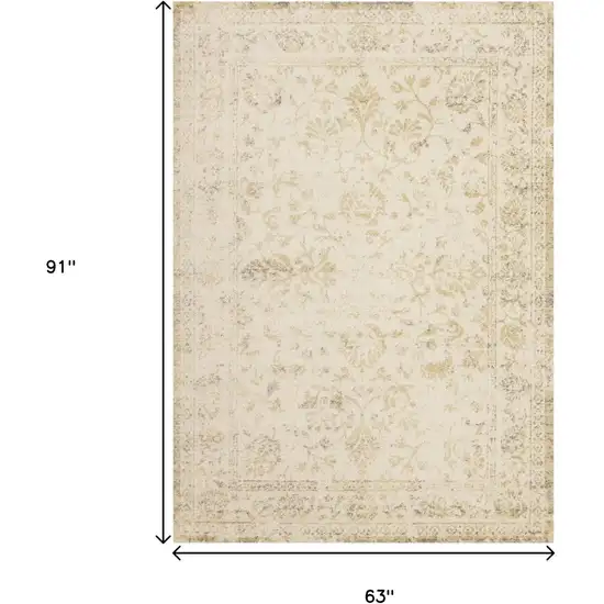 Cream And Beige Abstract Area Rug Photo 3